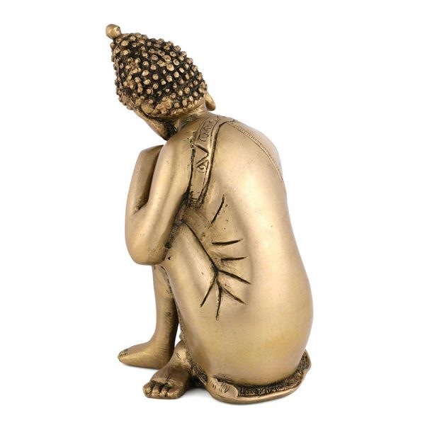 Nagaloka Art Golden Thinking Buddha Statue - Image 2