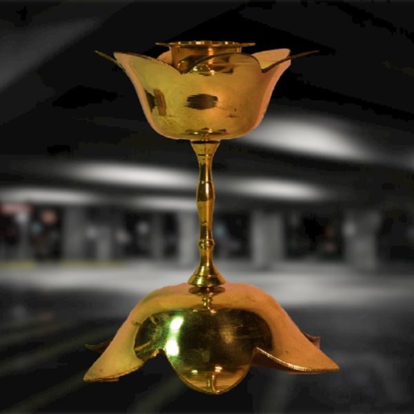 Lotus Pattern Candle Brass Stand - Image 2