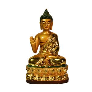 Golden Buddha Car dashboard Decorative Showpiece – 13cm (Polyresin, Gold)