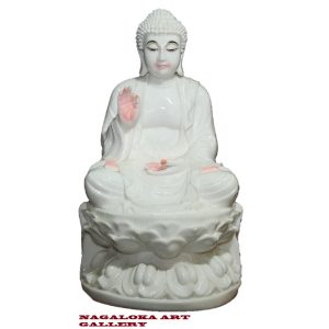Polyresin Blessing Buddha Statue White