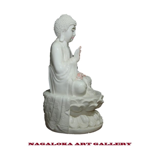 Polyresin Blessing Buddha Statue White - Image 2