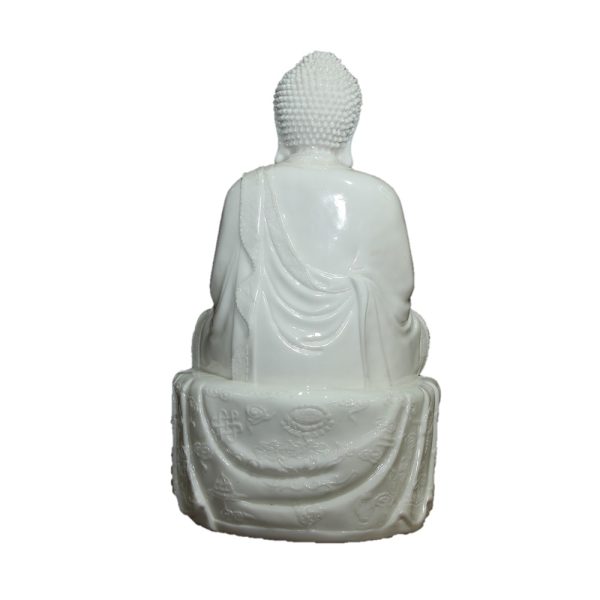 Polyresin Blessing Buddha Statue White - Image 3