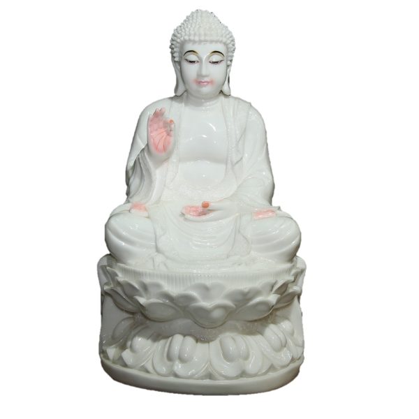 Polyresin Blessing Buddha Statue White - Image 4